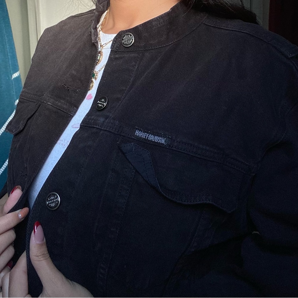 Harley Davidson Black Distressed Jean Jacket🖤